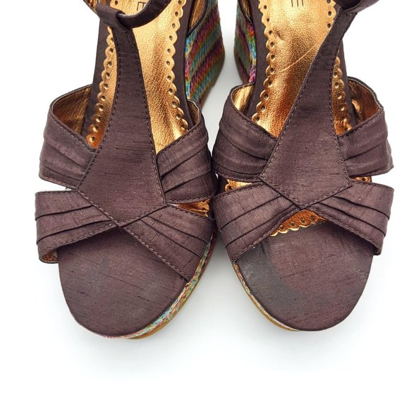 Rampage Bridgette Platform Wedge Multicolored Peep Toe Heels, Size 9.5, GUC - Picture 11 of 11